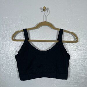 Old Navy Women XL Black Seamless Sports Bra Light Support Ribbed Athleisure